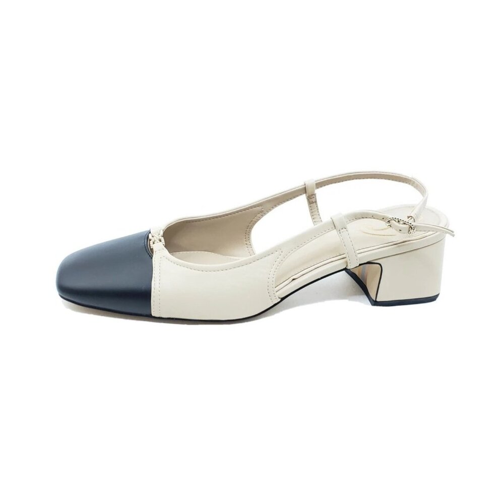 Sam Edelman Tarra Slingback Pumps Womens Beige Black Cap Toe Heels Size 11
